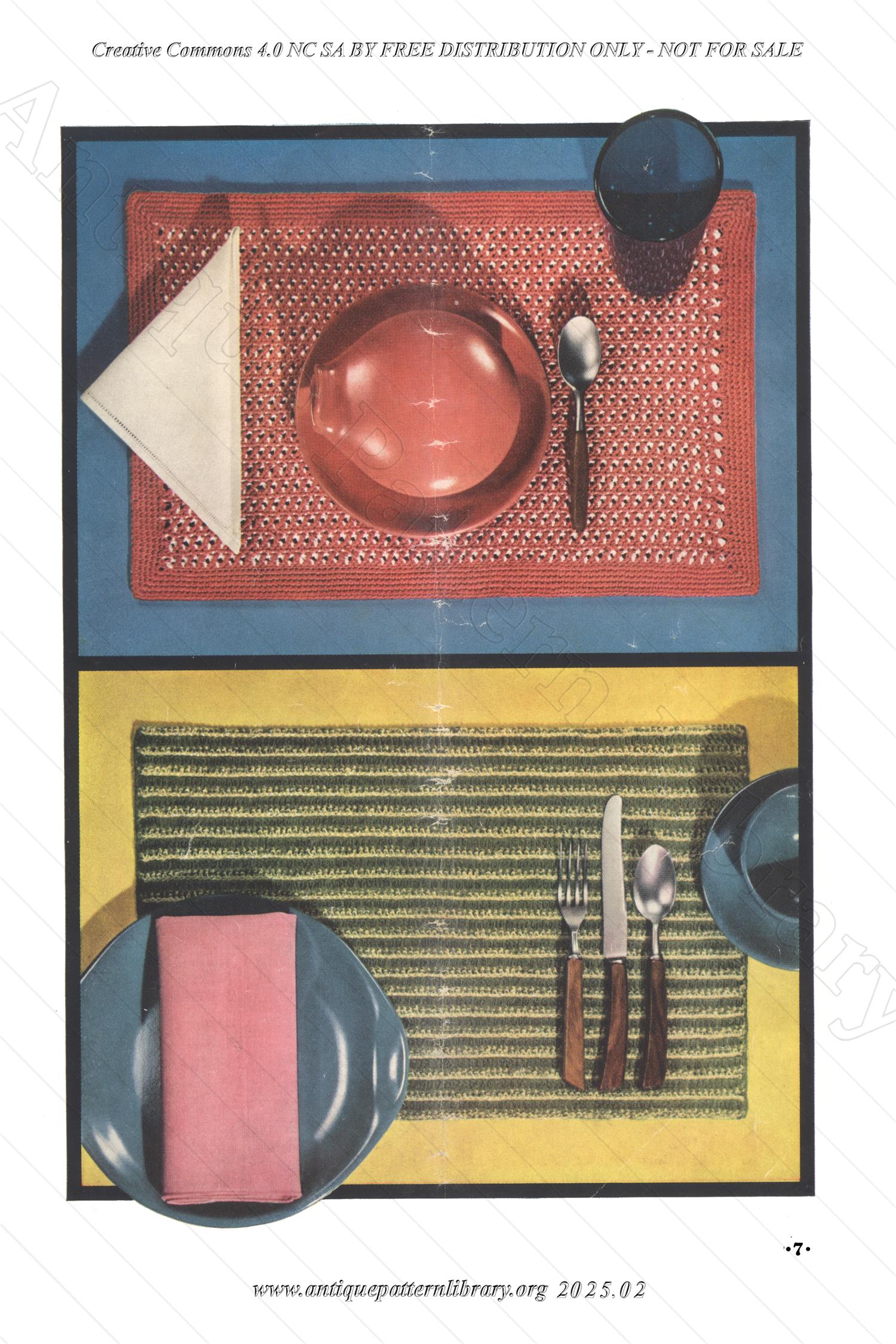 B-JA127 Place Mats and Doilies in the Contemporary Manner