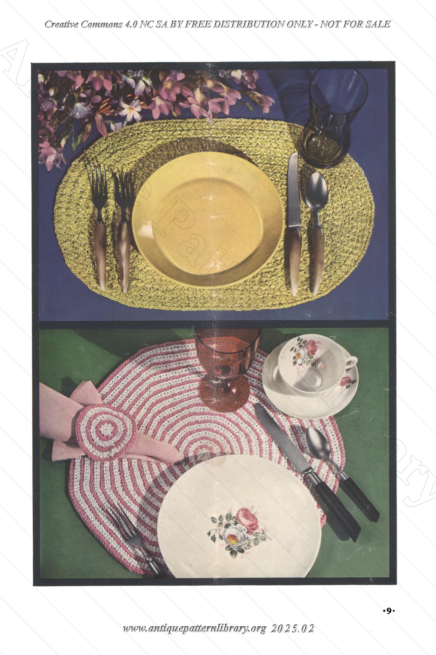 B-JA127 Place Mats and Doilies in the Contemporary Manner