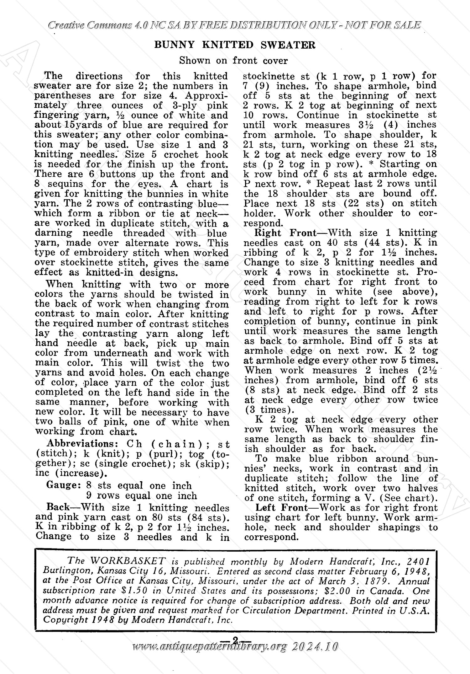 I-WB141 The Workbasket Volume 14 October 1948  No.1