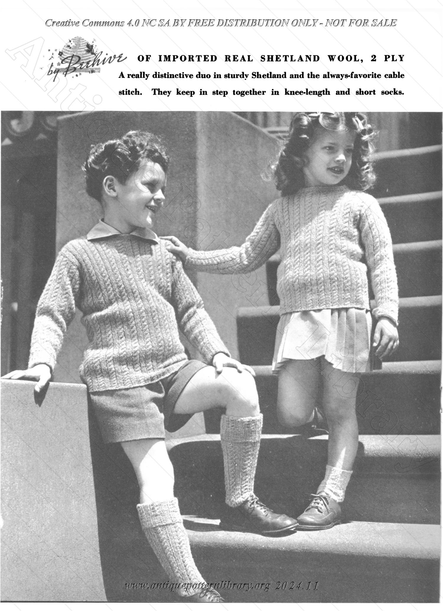 J-PA115 Handknits for Boys and Girls, sizes 2 to 6