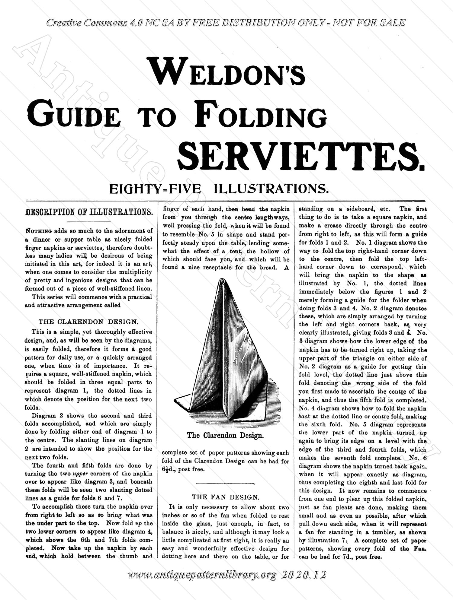 K-WK014 Weldon's Guide to Folding Serviettes