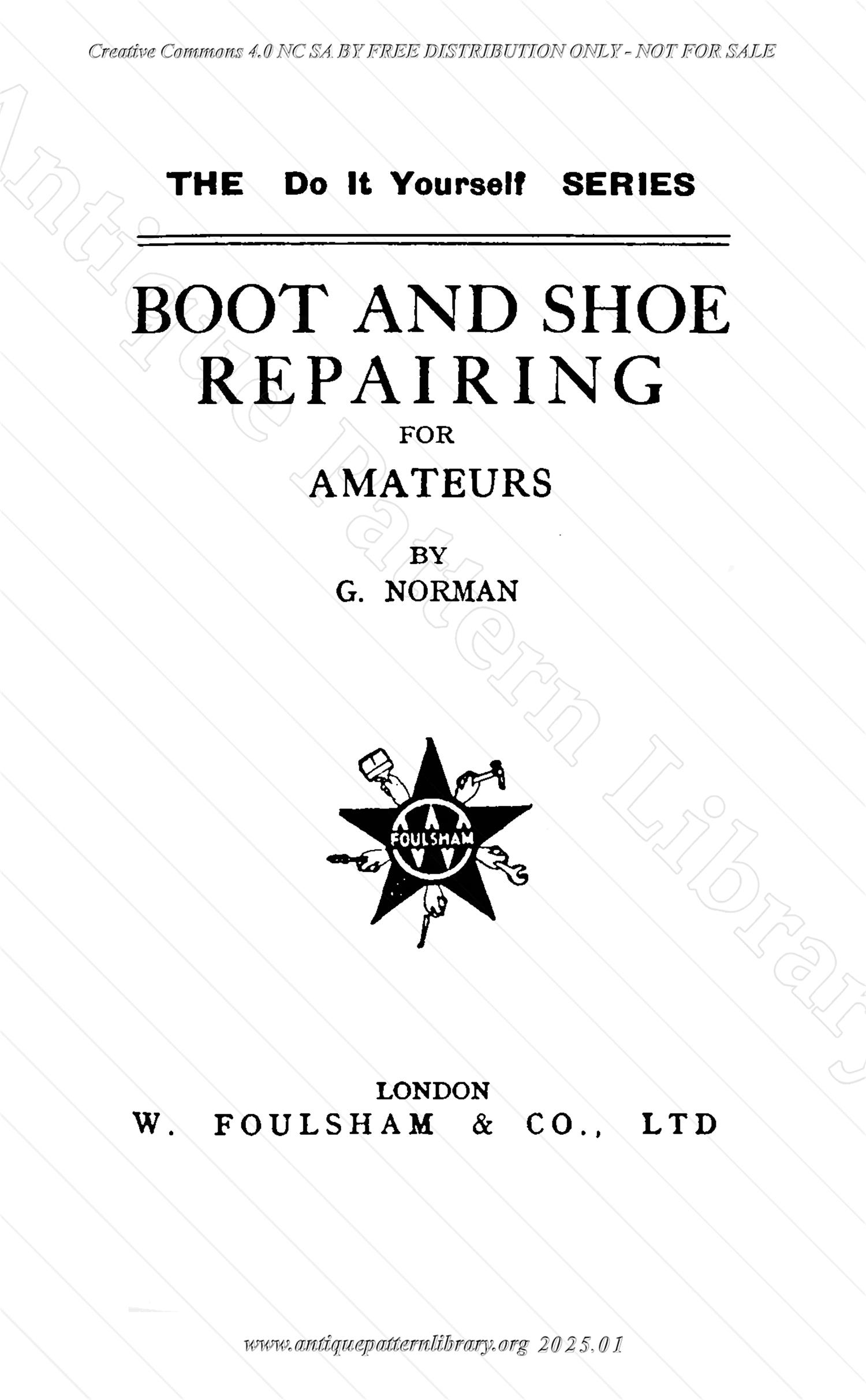 O-YS004 Boot and Shoe Repairing for Amateurs