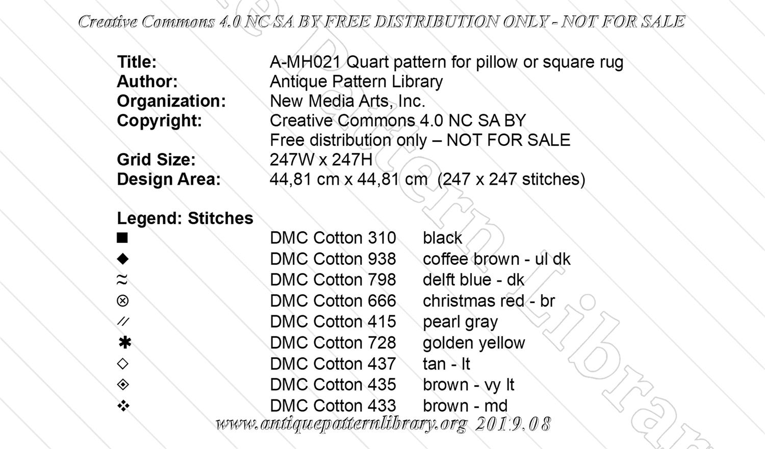 A-MH021 Quart pattern for pillow or square rug