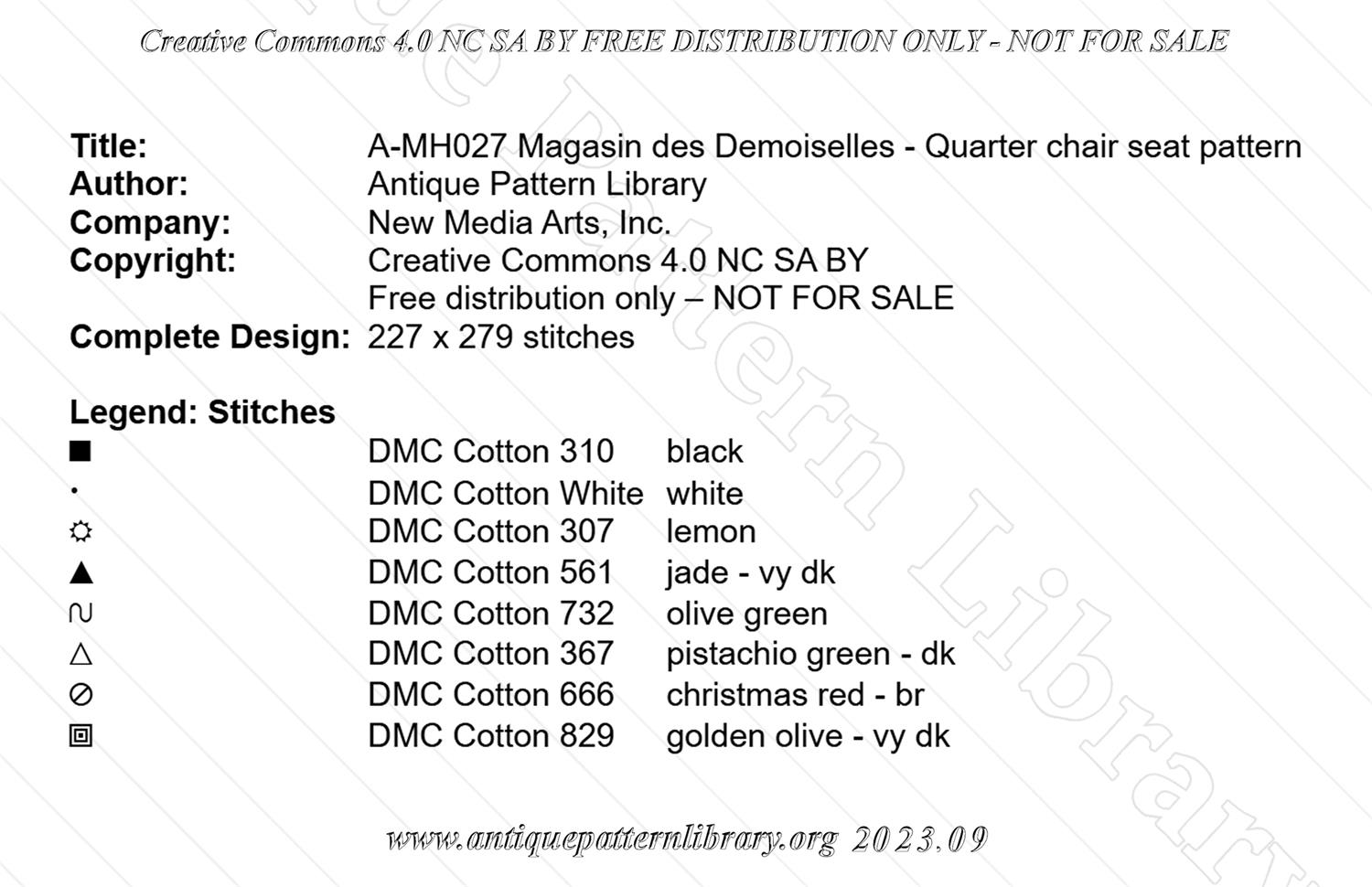 A-MH027 Quarter chair seat pattern