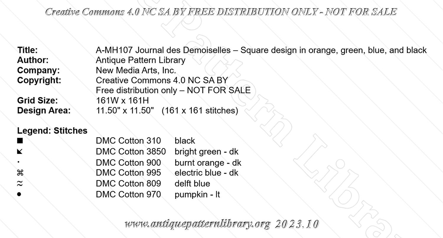 A-MH107 Square design in orange, green, blue, and black