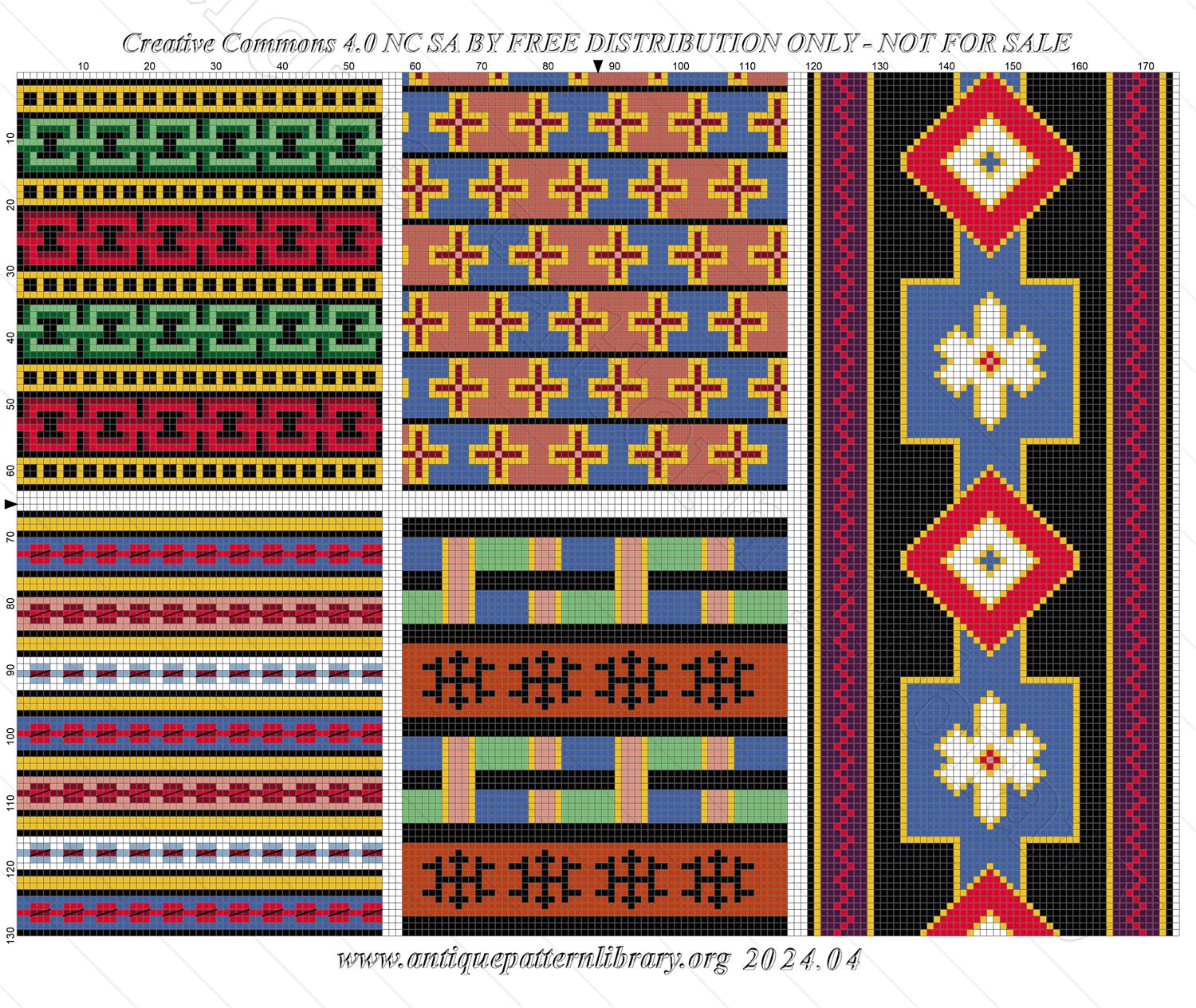 A-MH132 Four repeating patterns and a border design