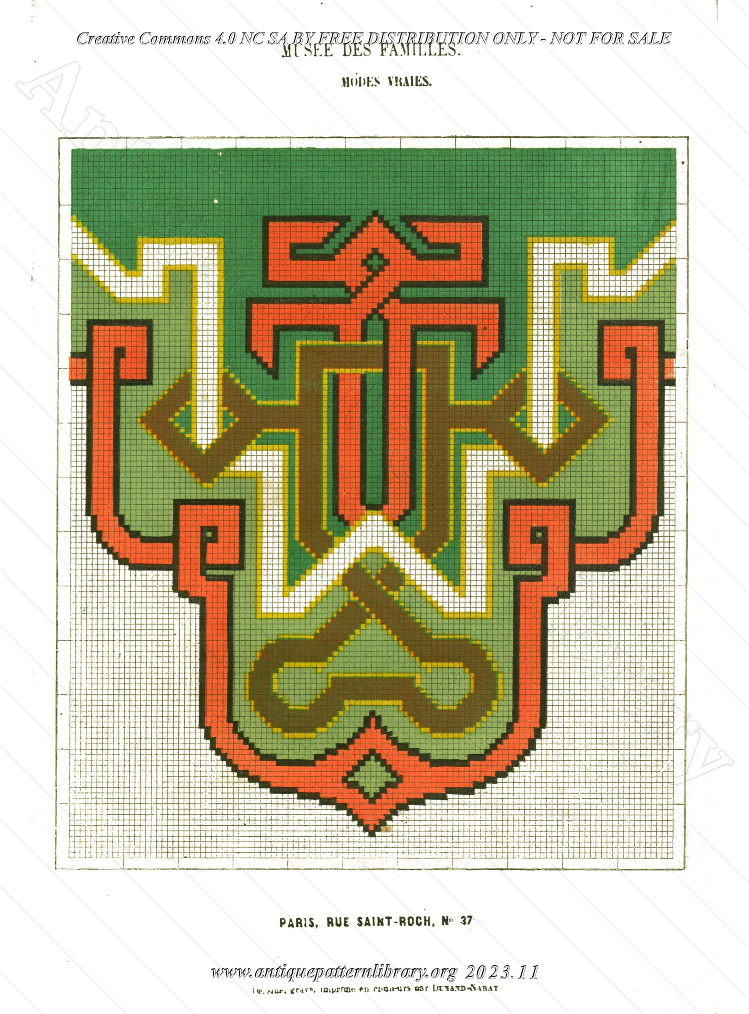 A-MH157 Valance pattern in green, white and orange