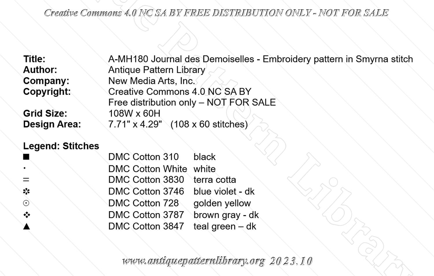 A-MH180 Embroidery pattern in Smyrna stitch