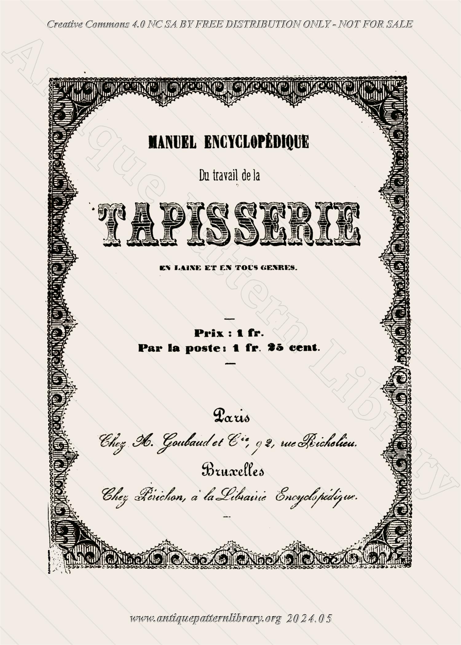 B-SW052 Manuel Encyclopdique du Travail de la Tapisserie