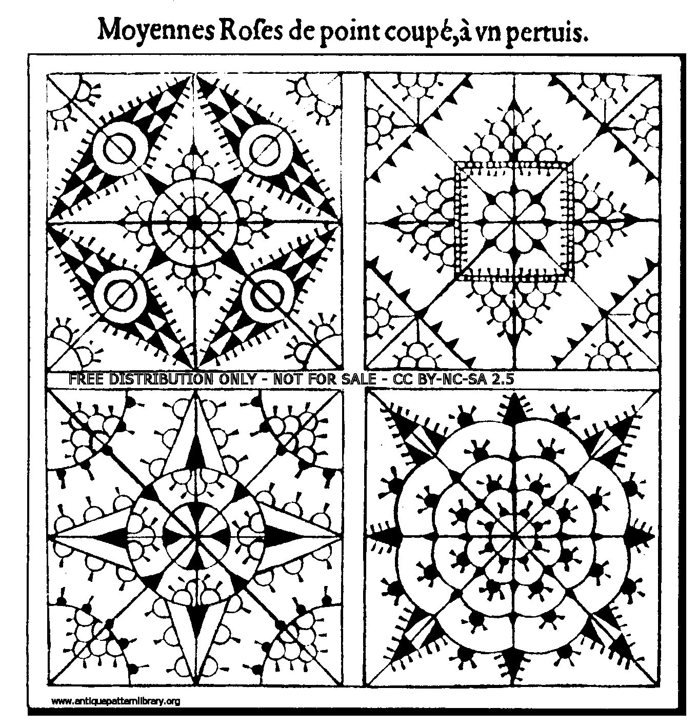 Moyennes Roses de point coupe, a un pertuis