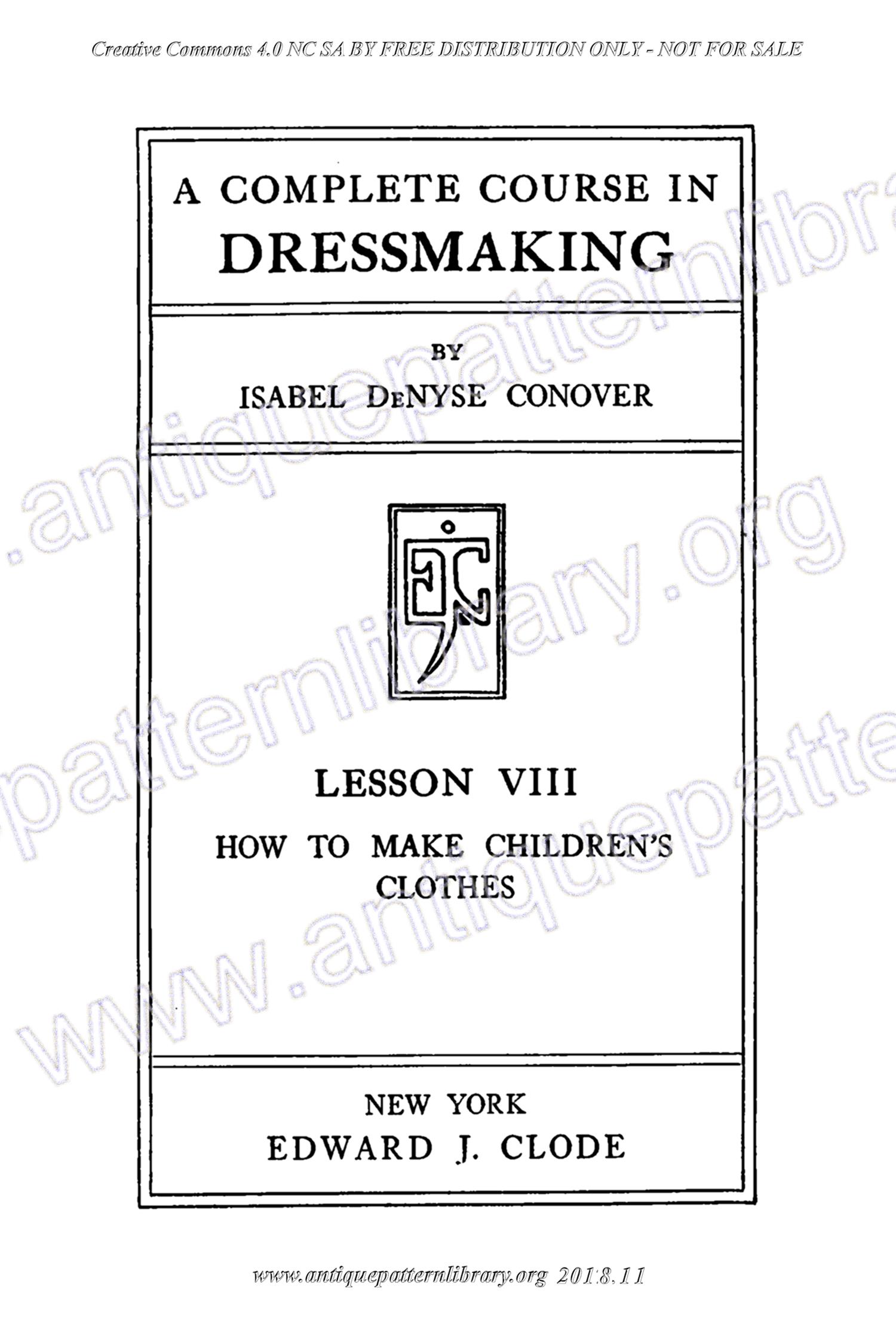 B-YS103 Complete Course in Dressmaking in Twelve Lessons: