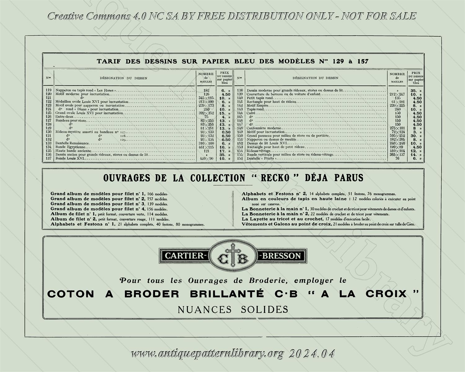 C-TT002 Grand Album de Modles pour Filet No. 4
