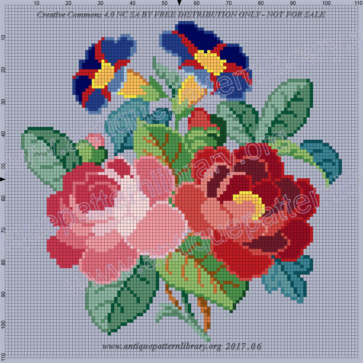 E-AL005 Roses and morning glories