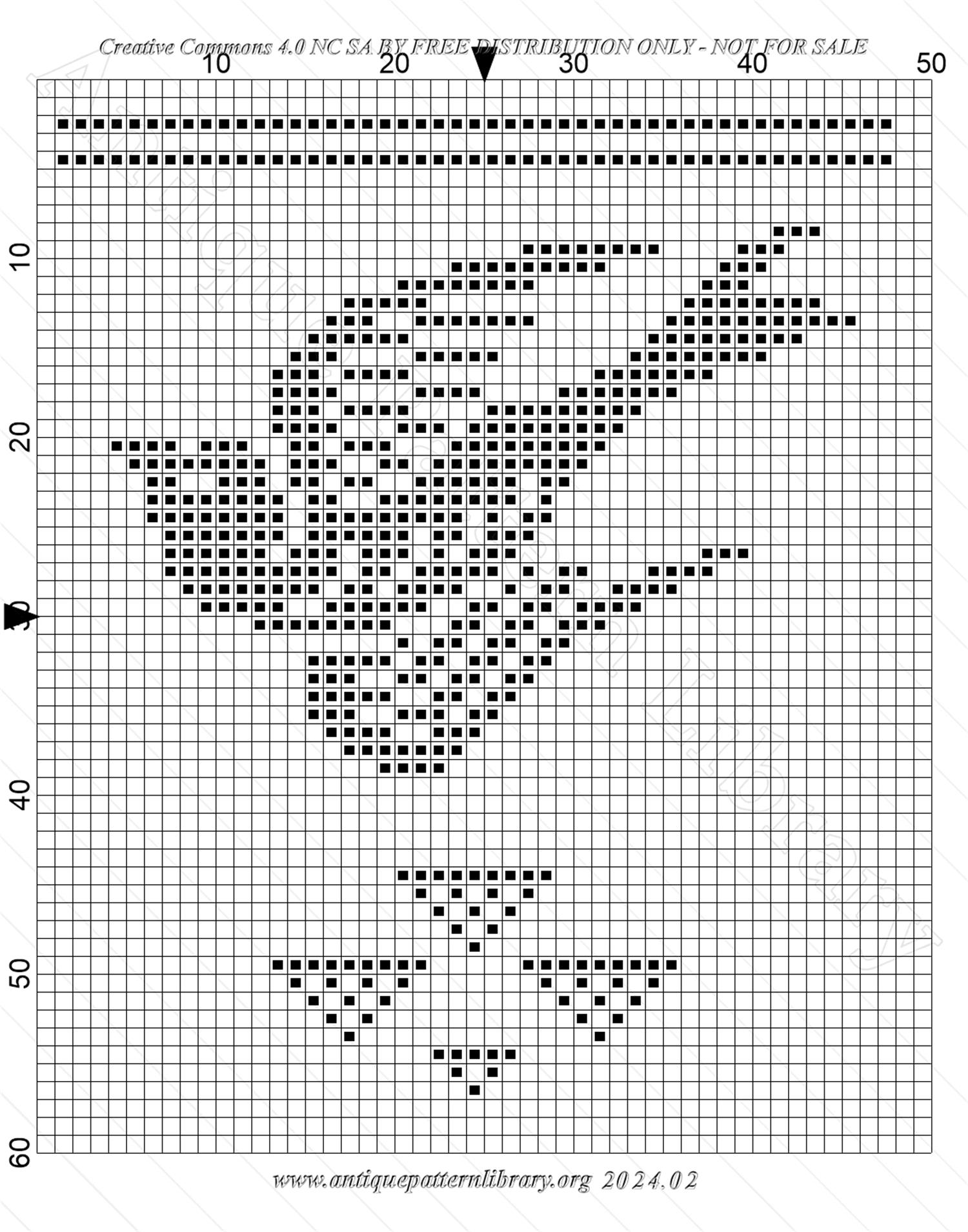 F-IS152 Blueprint bird in filet crochet