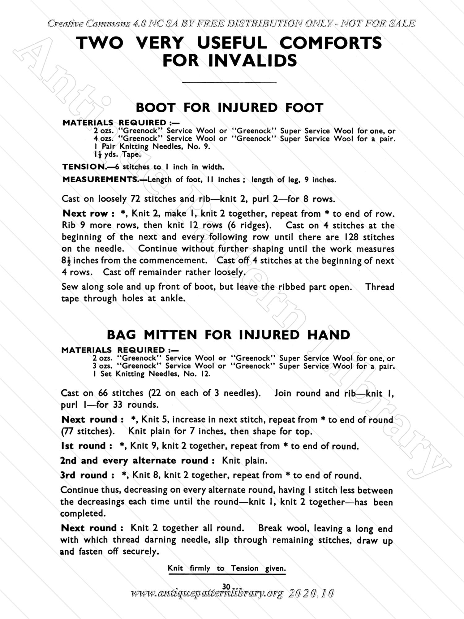 F-WM176 Knitted Comforts for Sailors, Soldiers and Airmen 