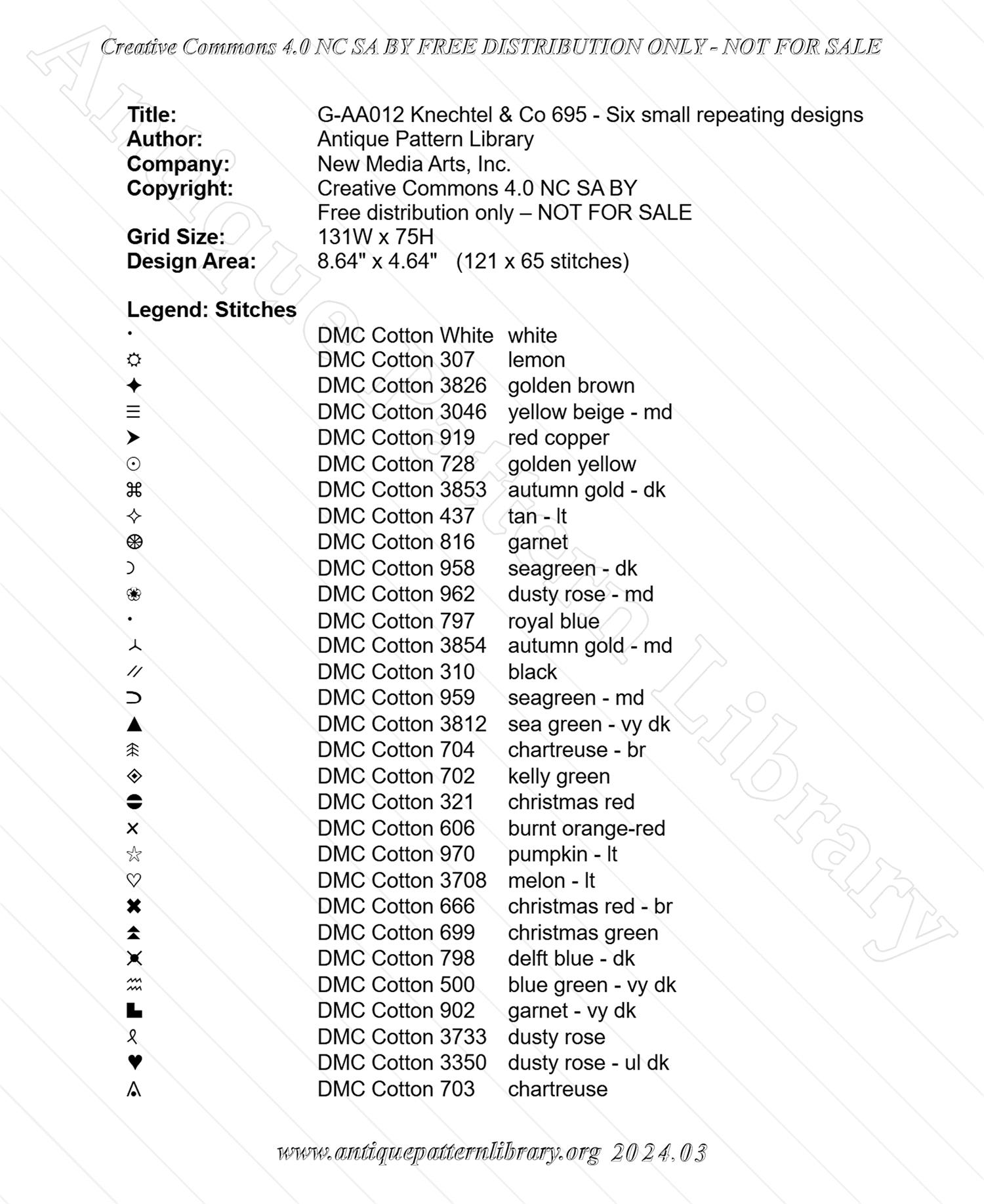 G-AA012 695 Six small repeating designs