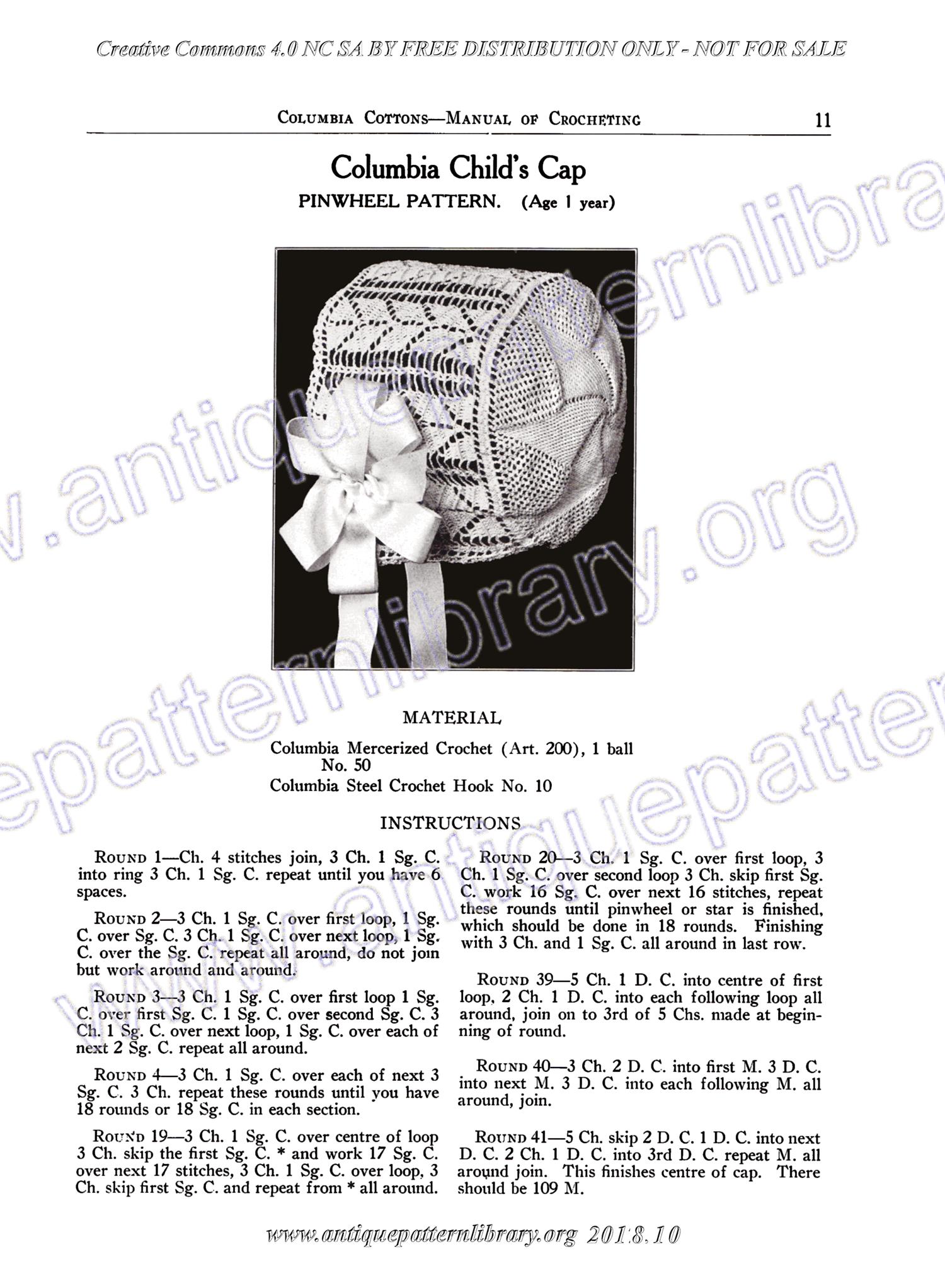 I-SB001 Manual of Crocheting Infant's and Children's Caps