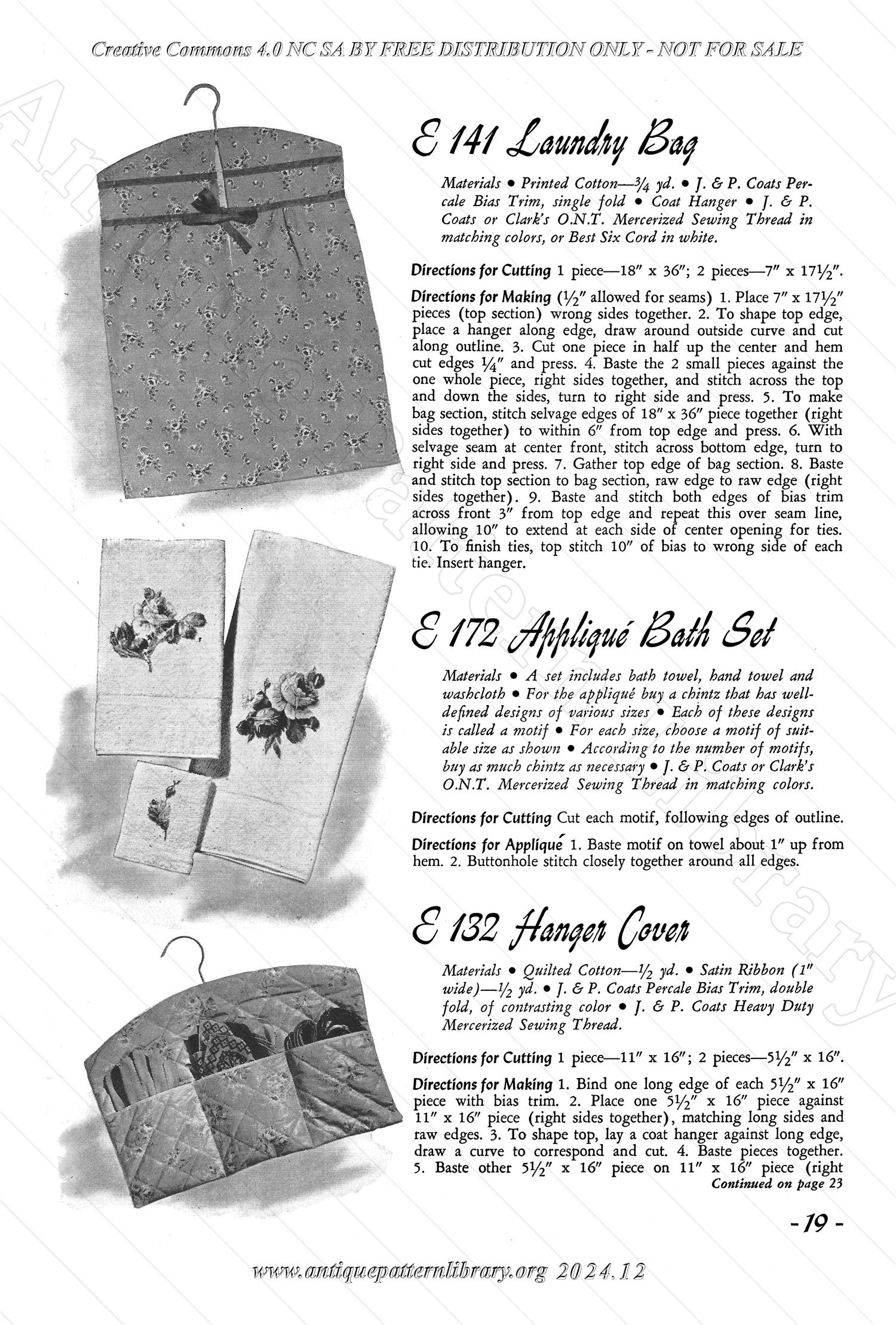 J-CB002 Clark's O.N.T. J&P Coats Gift Bazaar Sewing Suggestions