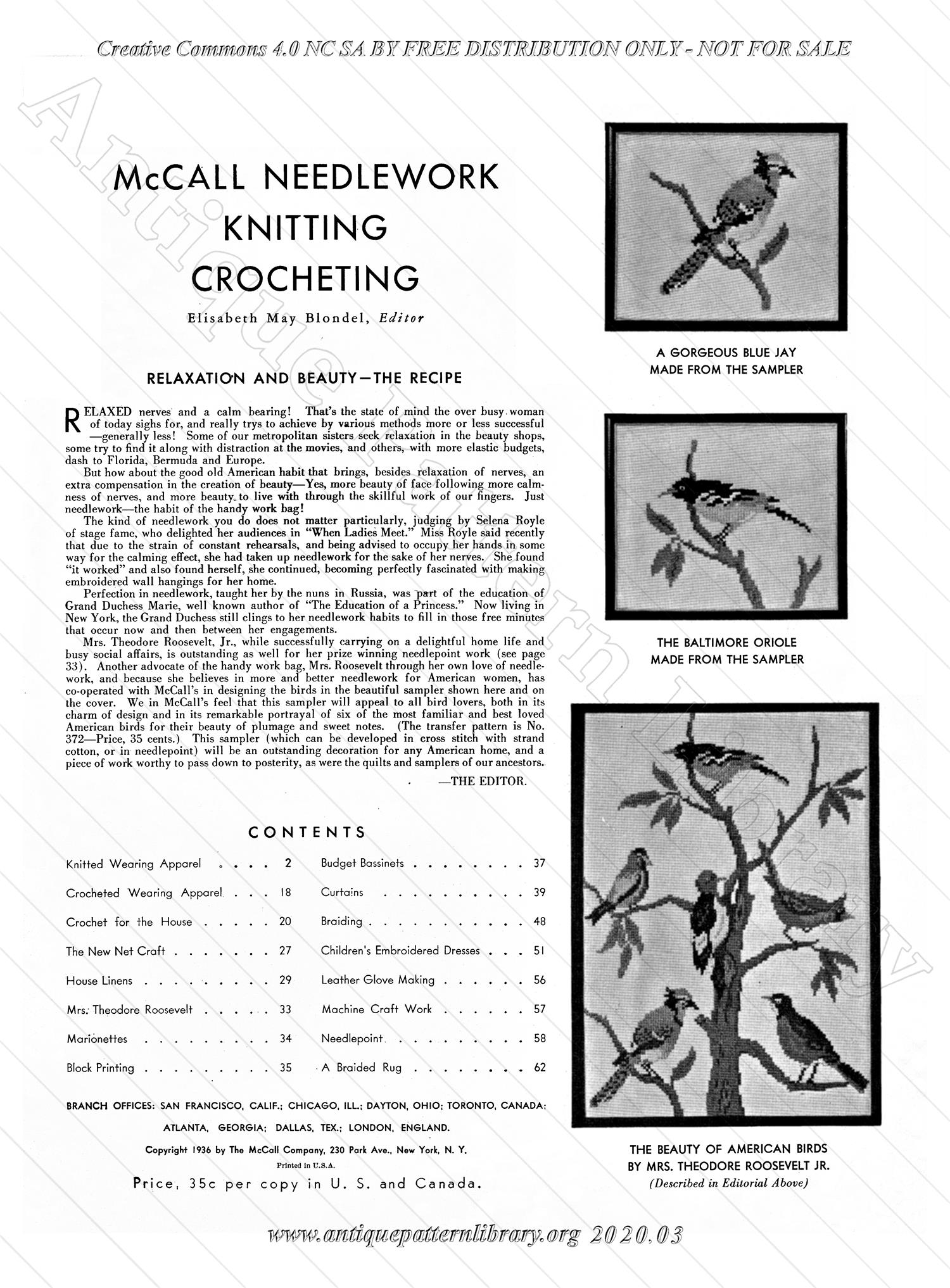 K-AK002 McCall Needlework Knitting Crocheting