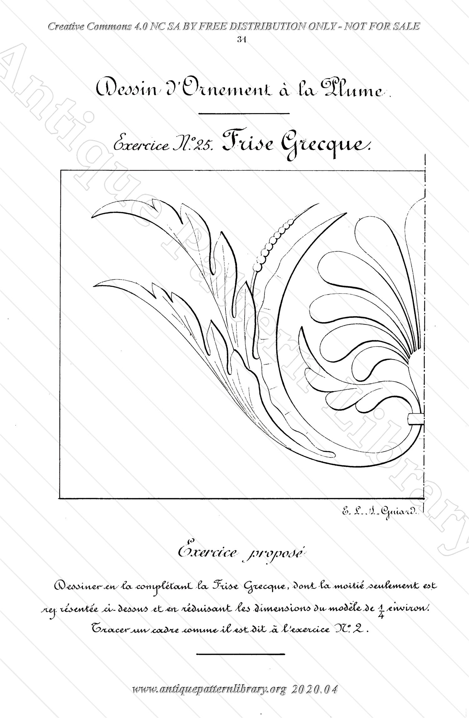 K-TT001 Dessin d'Ornement a la Plume