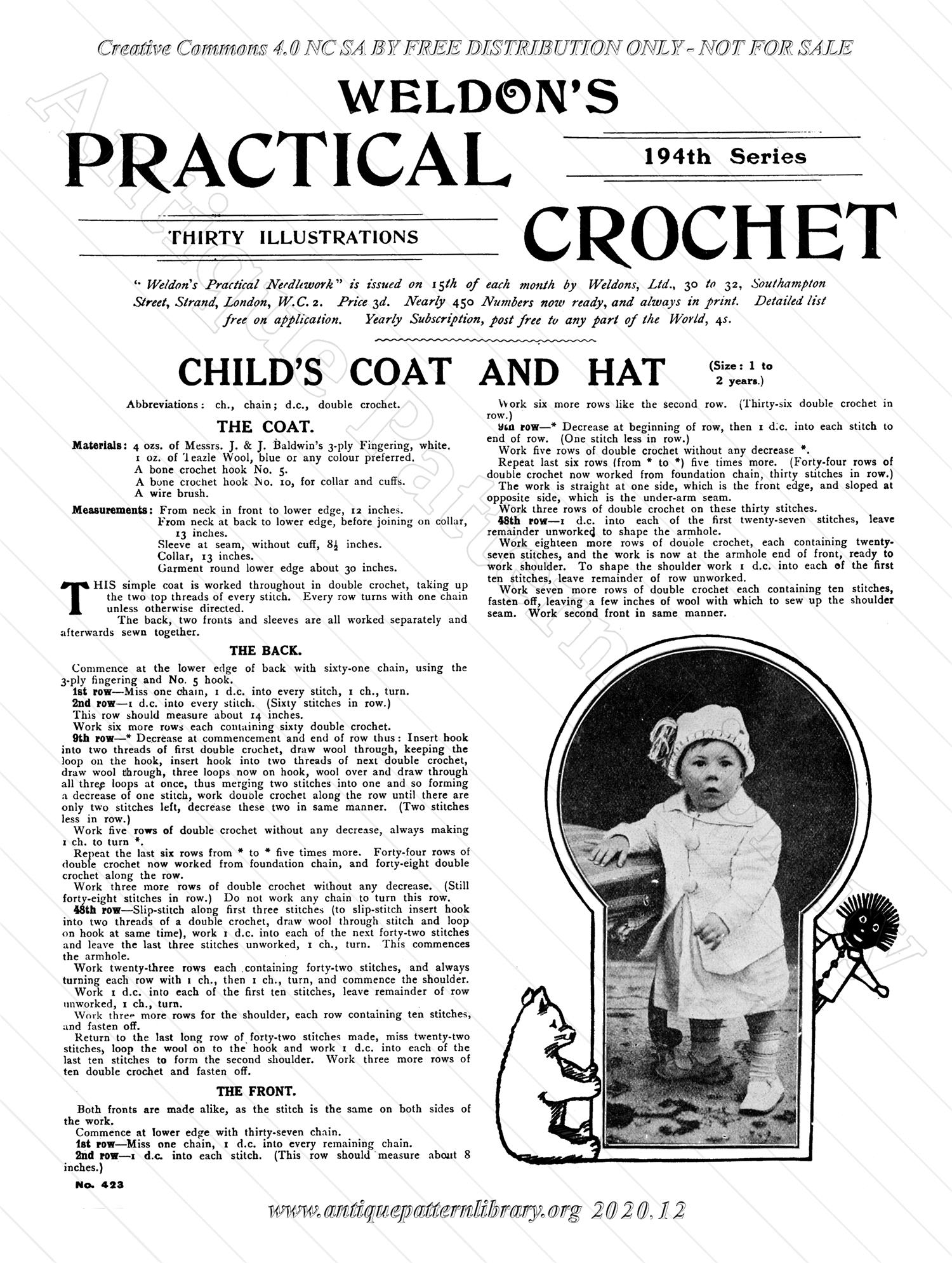 K-WK015 Weldon's Practical Crochet, 194th Series