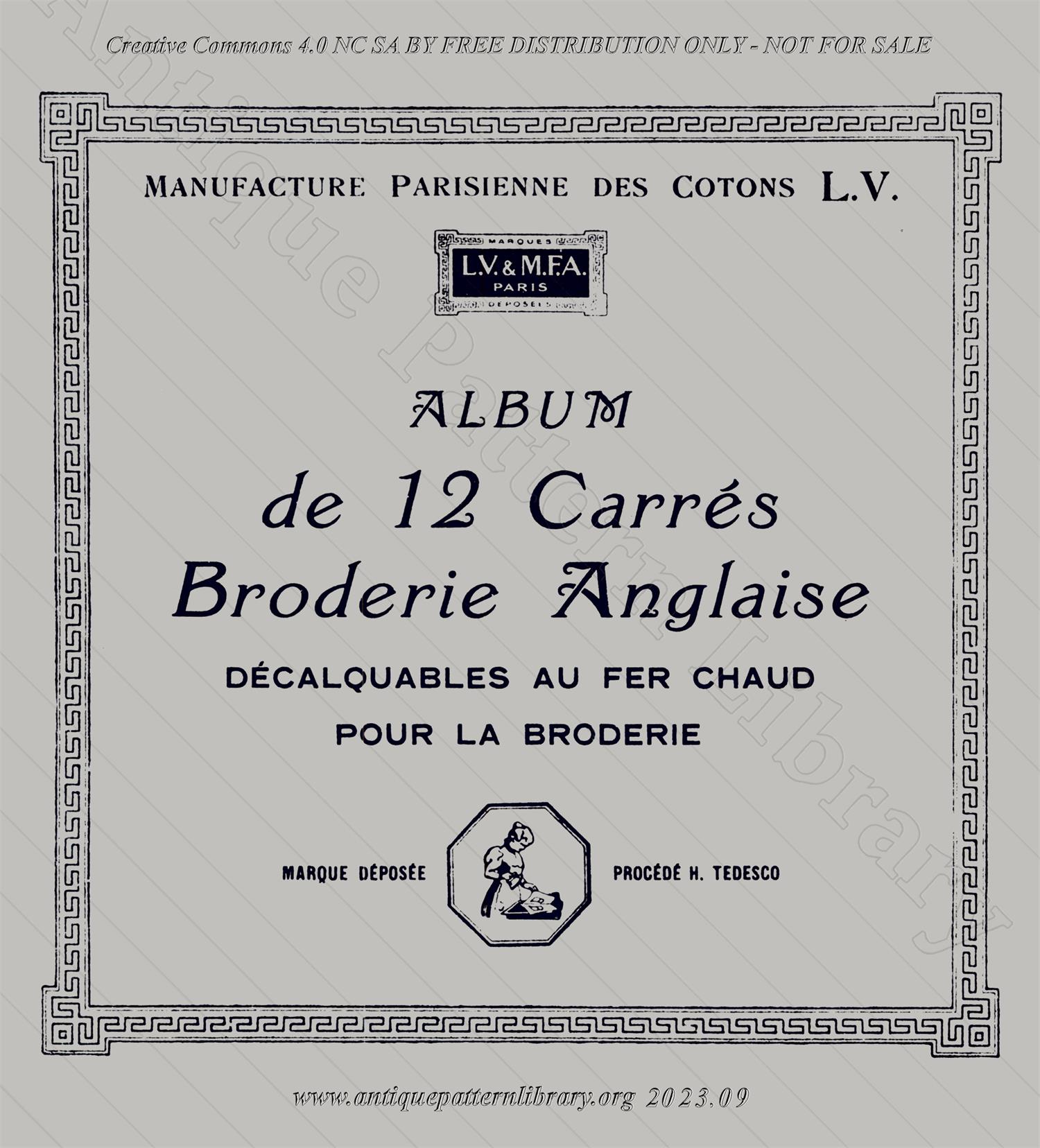 N-WS002 Album de 12 Carrs Broderie Anglaise