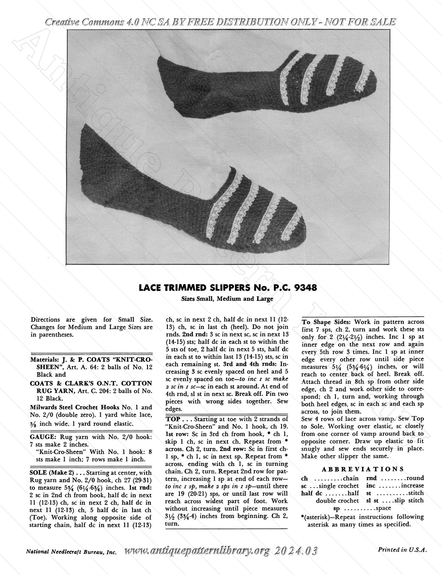 O-AF002 Lace Trimmed Slippers No. P.C. 9348